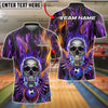 BlueJose Bowling And Pins Fiery Skull Flame Wings Customized Name, Team Name 3D Shirt (4 Colors)