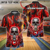 BlueJose Bowling And Pins Fiery Skull Flame Wings Customized Name, Team Name 3D Shirt (4 Colors)
