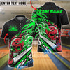 BlueJose Bowling And Pins Fiery Skull Lane Strike Customized Name, Team Name 3D Shirt (4 Colors)