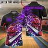 BlueJose Bowling And Pins Fiery Skull Lane Strike Customized Name, Team Name 3D Shirt (4 Colors)