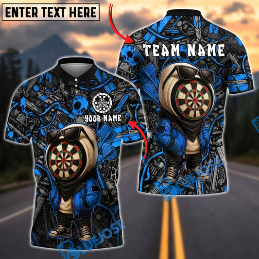 BlueJose Darts Cool Dartboard Character Jacket Customized Name, Team Name 3D Shirt (4 Colors)