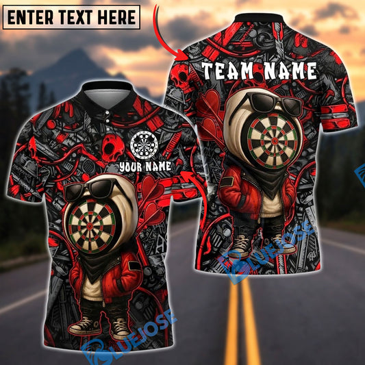 BlueJose Darts Cool Dartboard Character Jacket Customized Name, Team Name 3D Shirt (4 Colors)