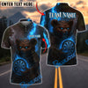 BlueJose Darts Dark Bear with Flaming Dartboard Customized Name, Team Name 3D Shirt (4 Colors)