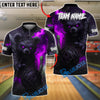 BlueJose Bowling And Pins Dark Bear with Fiery Ball Customized Name, Team Name 3D Shirt (4 Colors)