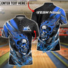 BlueJose Bowling And Pins Flaming Skull with Bowling Ball Customized Name, Team Name 3D Shirt (4 Colors)