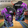 BlueJose Bowling And Pins Flaming Skull with Bowling Ball Customized Name, Team Name 3D Shirt (4 Colors)