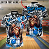 BlueJose Bowling And Pins Monkey Graffiti Customized Name, Team Name 3D Shirt (4 Colors)
