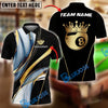 BlueJose Billiards Ball 8 Black Gold Crown Personalized Name Shirt (4 Colors)