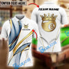 BlueJose Billiards Ball 8 White Gold Crown Personalized Name Shirt (4 Colors)
