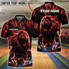 BlueJose Bowling And Pins Flame Lightning Lion Customized Name, Team Name 3D Shirt (6 Colors)