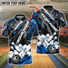 BlueJose Bowling And Pins Grunge Paint Customized Name, Team Name 3D Shirt (4 Colors)