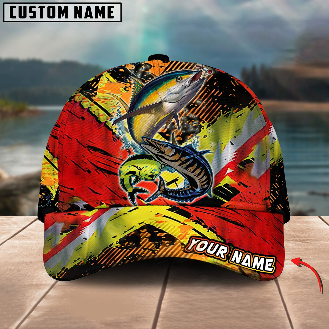 BlueJose Mahi-Mahi, Wahoo, Tuna Fishing Vinatge Personalized Cap