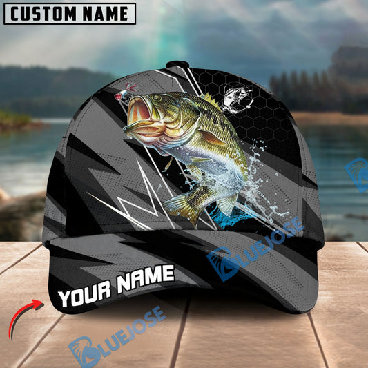 BlueJose Fishing Gray Jumping Water Splash Graphic Personalized Cap (13 Breeds)