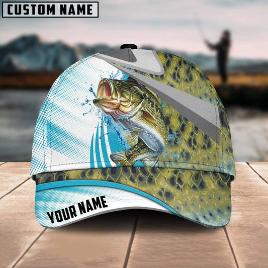 Bluejose Bass Fishing Blue Water Fish Skin Customized Name 3D Cap