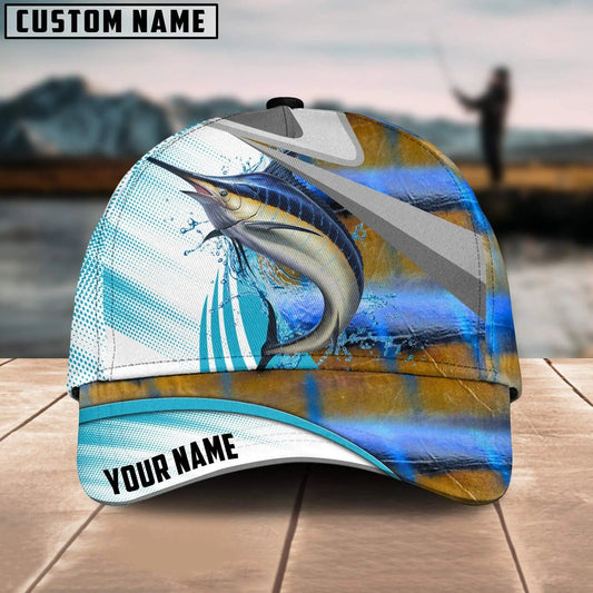 Bluejose Marlin Fishing Blue Water Fish Skin Customized Name 3D Cap