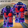 BlueJose Bowling LOVE With Pins And Ball In Neon Design Customized Name, Team Name 3D Shirt
