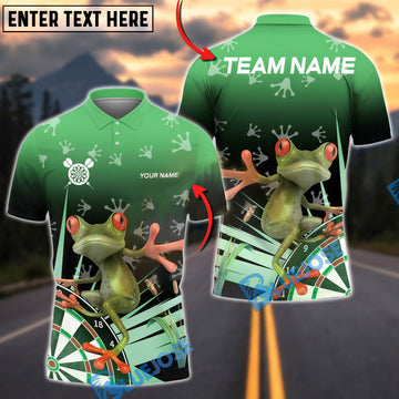 BlueJose Darts Frog Green Jungle Dartboard Personalized Name Shirt