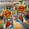 BlueJose Bowling And Pins Comic Explosion Customized Name, Team Name 3D Shirt (4 Colors)
