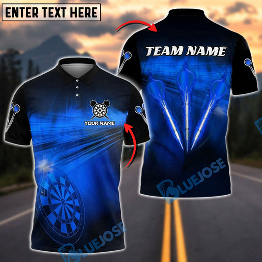 BlueJose Darts Flash Light Customized Name, Team Name 3D Shirt (4 Colors)