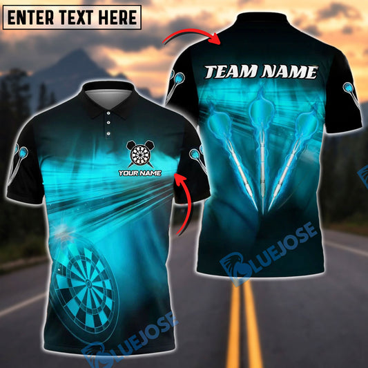 BlueJose Darts Flash Light Customized Name, Team Name 3D Shirt (4 Colors)