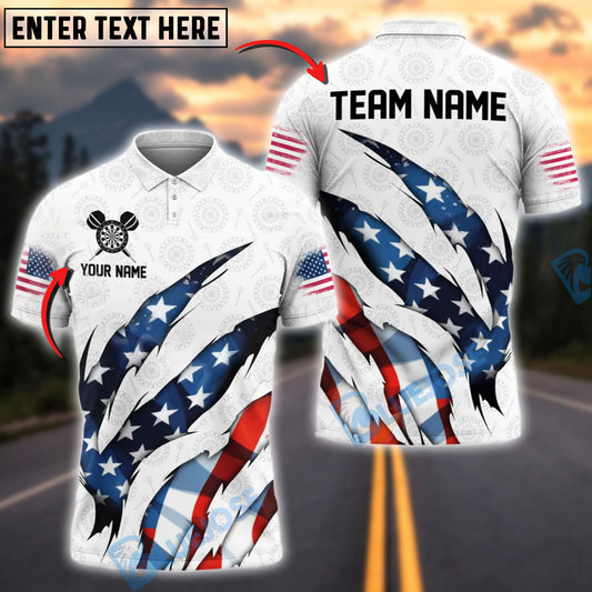 BlueJose Darts Patriotic Scratch Personalized Name, Team Name Shirt (2 Colors)