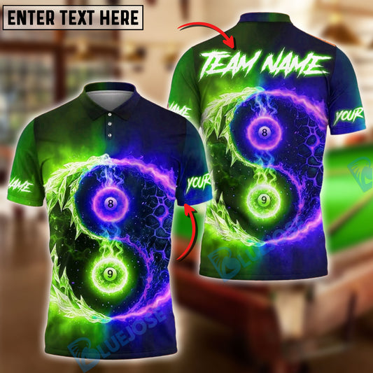 BlueJose Billiards Fire & Ice Ball 8&9 Personalized Name Shirt (4 Colors)