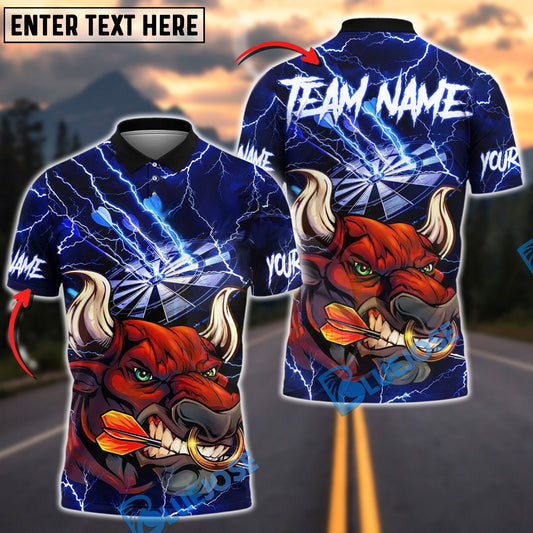 BlueJose Darts Lightning Bull Customized Name, Team Name 3D Shirt (4 Colors)