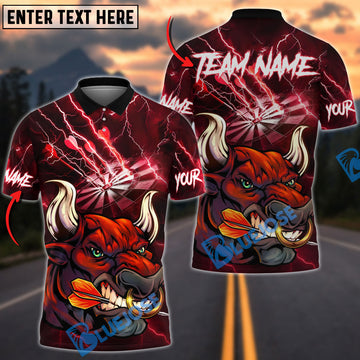 BlueJose Darts Lightning Bull Customized Name, Team Name 3D Shirt (4 Colors)