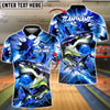 BlueJose Bowling And Pins Storm Shark Customized Name, Team Name 3D Shirt (4 Colors)
