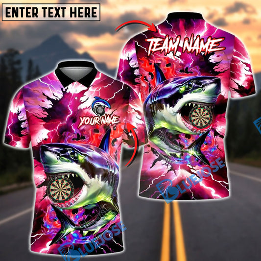 BlueJose Darts Aqua Storm Shark Customized Name, Team Name 3D Shirt (4 Colors)