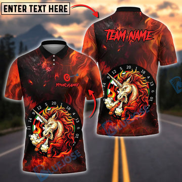BlueJose Darts Unicorn DartBoard Design Customized Name, Team Name 3D Shirt (4 Colors)