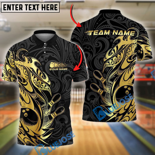 BlueJose Bowling And Pins Tribal Style Customized Name 3D Shirt (6 Colors)
