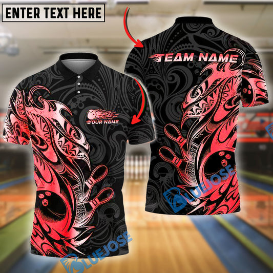 BlueJose Bowling And Pins Tribal Style Customized Name 3D Shirt (6 Colors)