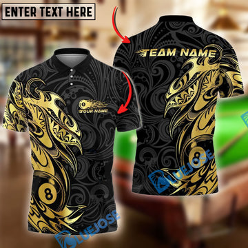 BlueJose Billiards 8-Ball Pool With Tribal Style Personalized Name, Team Name Shirt (6 Colors)