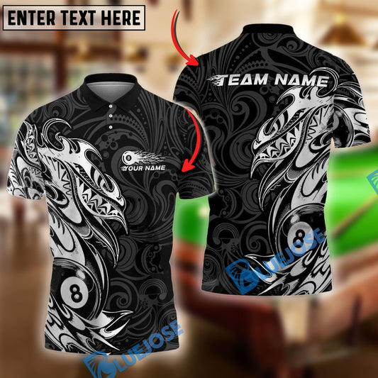 BlueJose Billiards 8-Ball Pool With Tribal Style Personalized Name, Team Name Shirt (6 Colors)