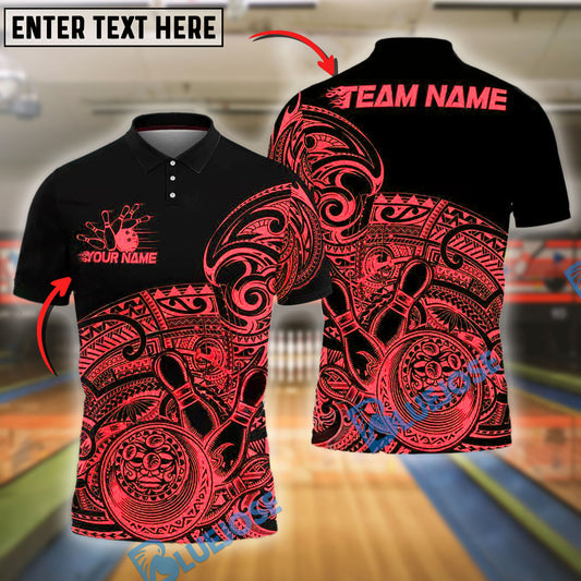 BlueJose Bowling And Pins Tribal Strike Customized Name, Team Name 3D Shirt (4 Colors)