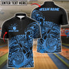 BlueJose Bowling And Pins Tribal Strike Customized Name, Team Name 3D Shirt (4 Colors)
