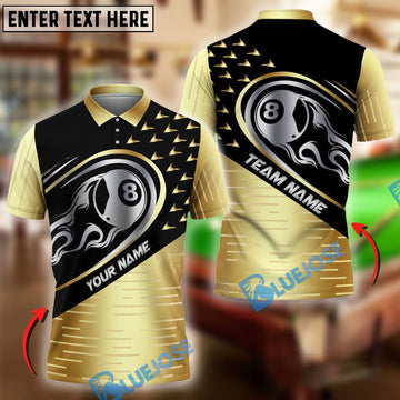 BlueJose Billiards 8 Ball Silver Fire Personalized Name Shirt (4 Colors)