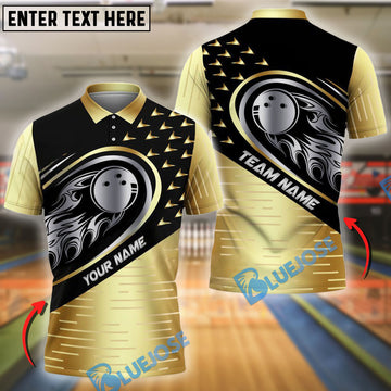 BlueJose Bowling And Pins Silver Flame Customized Name, Team Name 3D Shirt (4 Colors)