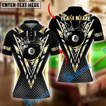 BlueJose Billiards Golden Premium New Cool 8 Ball Personalized Name Shirt (4 Colors)