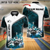 BlueJose Bowling And Pins Explosion Flame Lightning Customized Name, Team Name 3D Shirt (4 Colors)