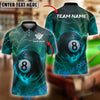 BlueJose Billiards 8 Ball Lightning Fire Personalized Name Shirt (4 Colors)