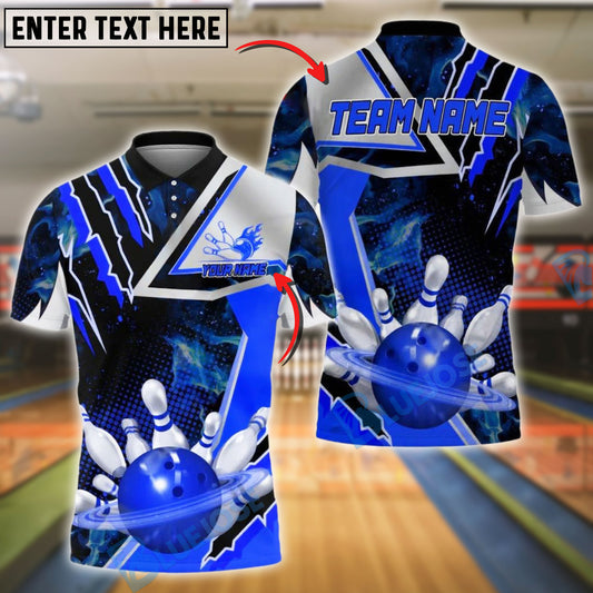 BlueJose Bowling And Pins Space Galaxy Explosion Customized Name, Team Name 3D Shirt (4 Colors)