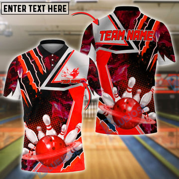 BlueJose Bowling And Pins Space Galaxy Explosion Customized Name, Team Name 3D Shirt (4 Colors)