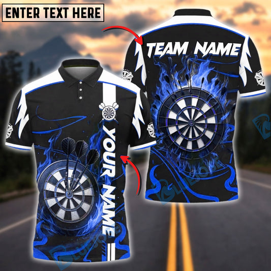 BlueJose Darts Flaming Dartboard Blaze Customized Name, Team Name 3D Shirt (4 Colors)
