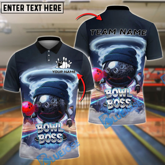 BlueJose Bowling And Pins Urban Bowl Boss Neon Tunnel Graphic Customized Name, Team Name 3D Shirt (4 Colors)