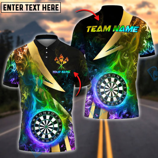 BlueJose Darts Dartboard Colorful Smoke Customized Name, Team Name 3D Shirt (4 Colors)