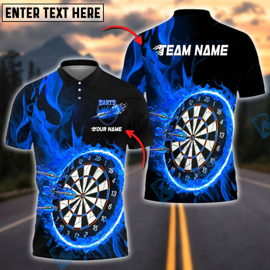 BlueJose Darts Flaming Dartboard & Fire Arrows Customized Name, Team Name 3D Shirt (4 Colors)
