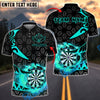 BlueJose Darts Flaming Dartboard Tribal Arrows Personalized Name, Team Name Shirt (4 Colors)