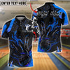 BlueJose Bowling And Pins Strike Flaming Ball Pins Customized Name, Team Name 3D Shirt (4 Colors)